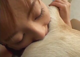 Cute Japanese girl triest the taste of dog ass for the first time