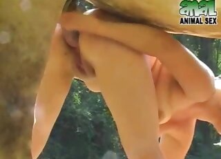 شقراء رائعة تملأ فمها بعمود حصان عملاق