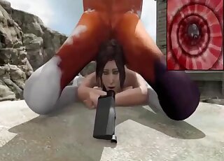 رسوم متحركة إباحية لحيوانات أليفة - امرأة سمراء تتعرض للاغتصاب بواسطة عمود حصان ضخم