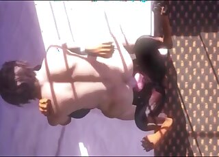 Ruthless animated dog zoophilia with a busty whore enjoying the fun