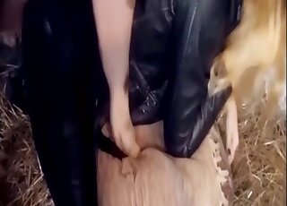 Intense farm porn for a hot blonde in scenes of zoophilia and lust