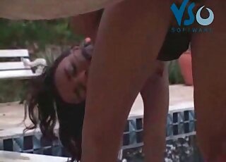 Bestiality session exposes a horny brunette that gets banged by a horse