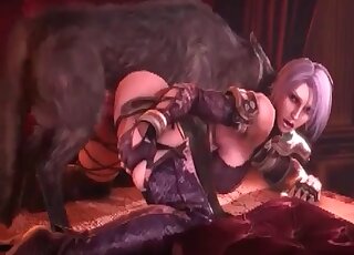 Weird anime slut gets screwed by a fabulous beast in a rough way