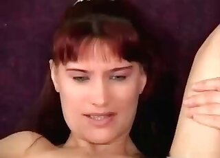 Nasty mature vixen wanks to her dog before going for its big dick