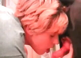 Dirty-minded chick gladly licks dick of a dog and sucks it with joy