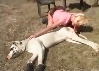 Mature gives a terrific ride after sucking her canine’s pink pecker