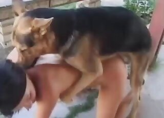 Glamorous wife gets naked to tempt a dog and to get smashed
